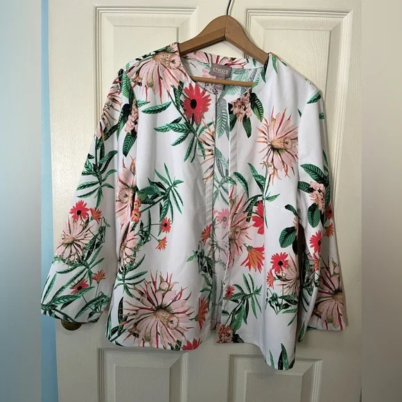 Chico's 2 Floral Cardigan Jacket with Pockets - Picture 1 of 9